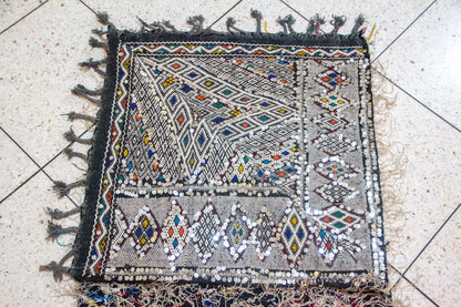 Beni Mguild Henbel Kilim — Celestial Lattice in Indigo and Silver