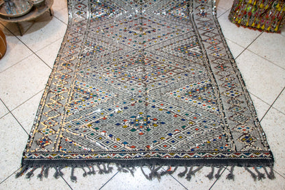 Beni Mguild Henbel Kilim — Celestial Lattice in Indigo and Silver