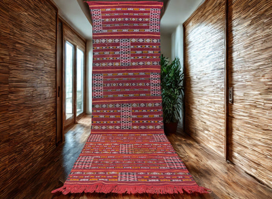 Zemmour Runner – Crimson Ancestry in Handwoven Wool