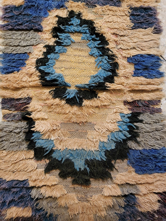 Boucherouite Atlas Chevron — Sand & Indigo Runner