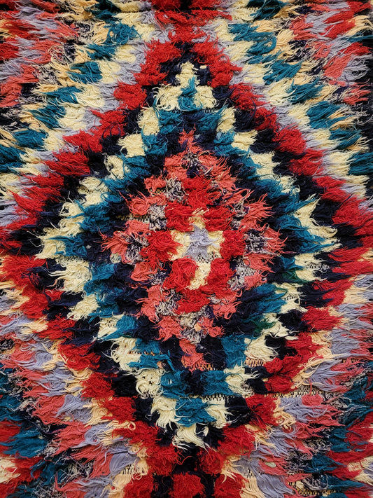Boucherouite Diamond Current — Crimson & Cobalt Runner