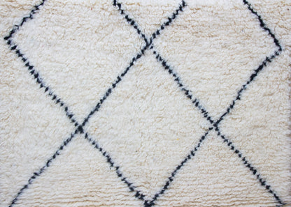 Marmoucha Pile Rug — Ivory Field with Charcoal Lattice