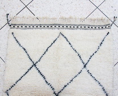 Marmoucha Pile Rug — Ivory Field with Charcoal Lattice