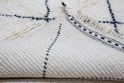 Marmoucha Pile Rug — Ivory Field with Charcoal Lattice