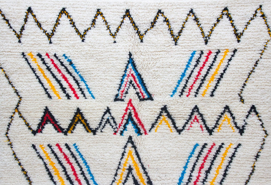 Azilal Pile Rug — Ivory Field with Chevron & Stripe Registers