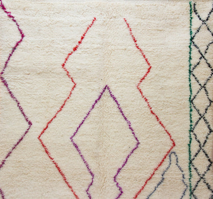 Azilal Pile Rug — Ivory Field with Nested Lozenges & Edge Lattice