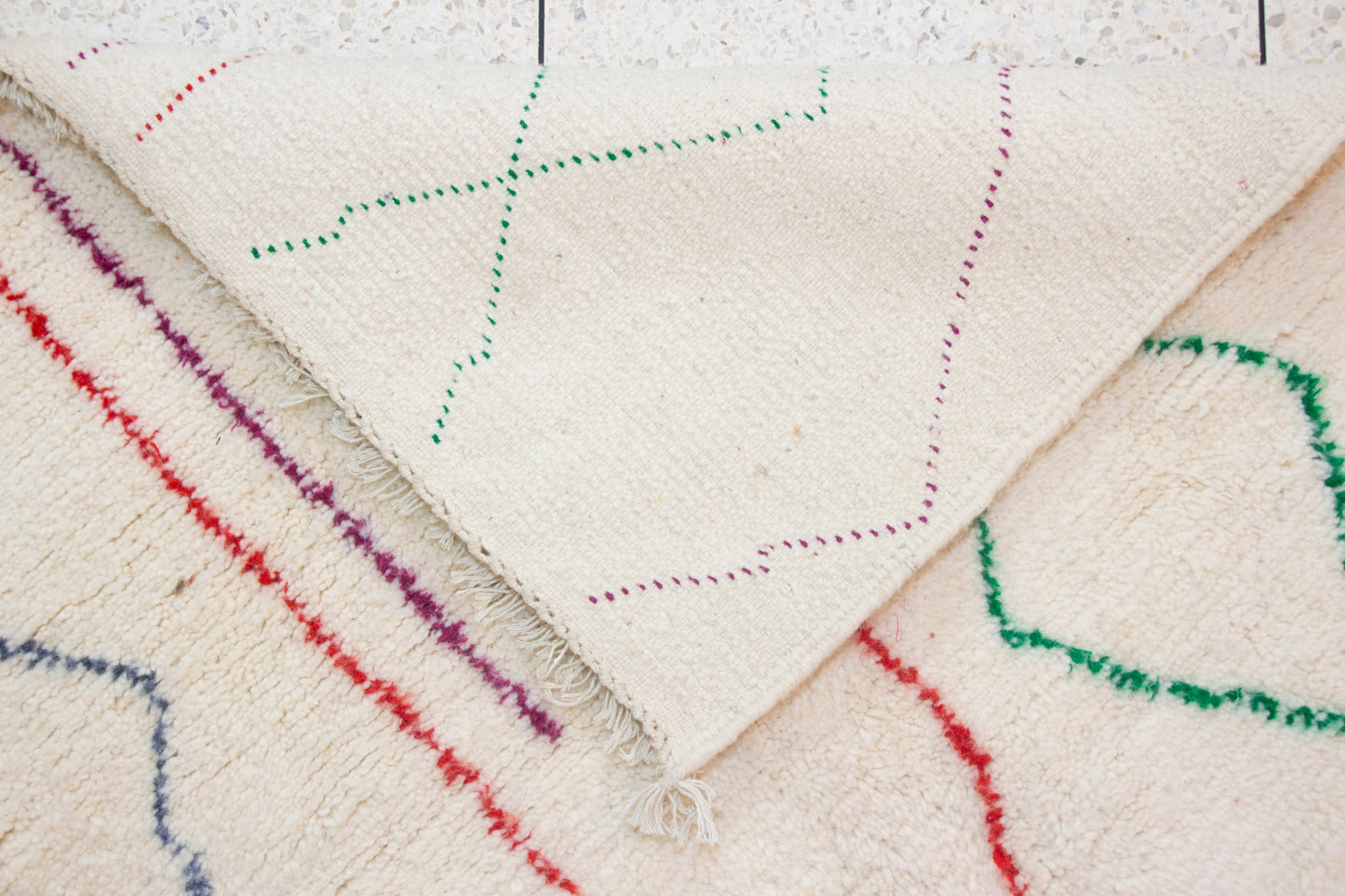Azilal Pile Rug — Ivory Field with Nested Lozenges & Edge Lattice