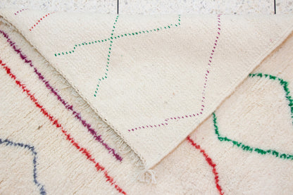 Azilal Pile Rug — Ivory Field with Nested Lozenges & Edge Lattice