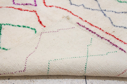 Azilal Pile Rug — Ivory Field with Nested Lozenges & Edge Lattice