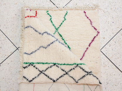 Azilal Pile Rug — Ivory Field with Nested Lozenges & Edge Lattice