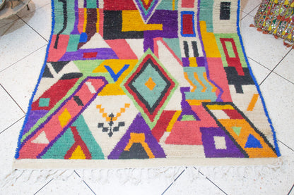 Boujaad Pile Rug — Abstract Geometric Field in Jewel Tones