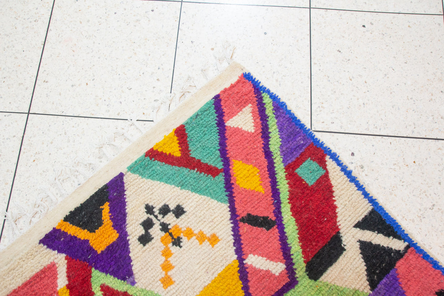 Boujaad Pile Rug — Abstract Geometric Field in Jewel Tones