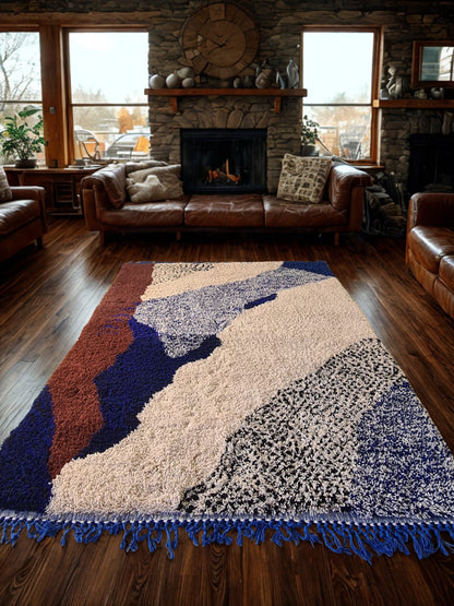 Atlantic Echoes – Beni Mrirt Rug in Oceanic Blues
