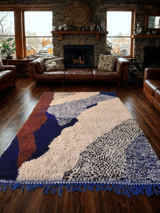Atlantic Echoes – Beni Mrirt Rug in Oceanic Blues