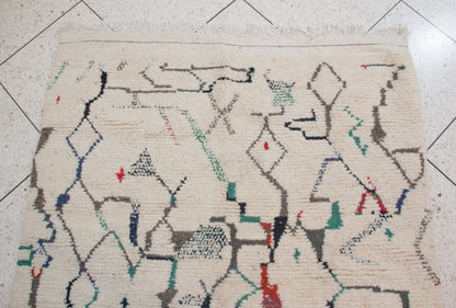Azilal Pile Rug — Ivory Field with Calligraphic Linework & Atlas Motifs