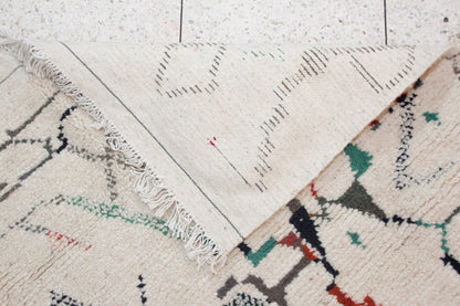 Azilal Pile Rug — Ivory Field with Calligraphic Linework & Atlas Motifs