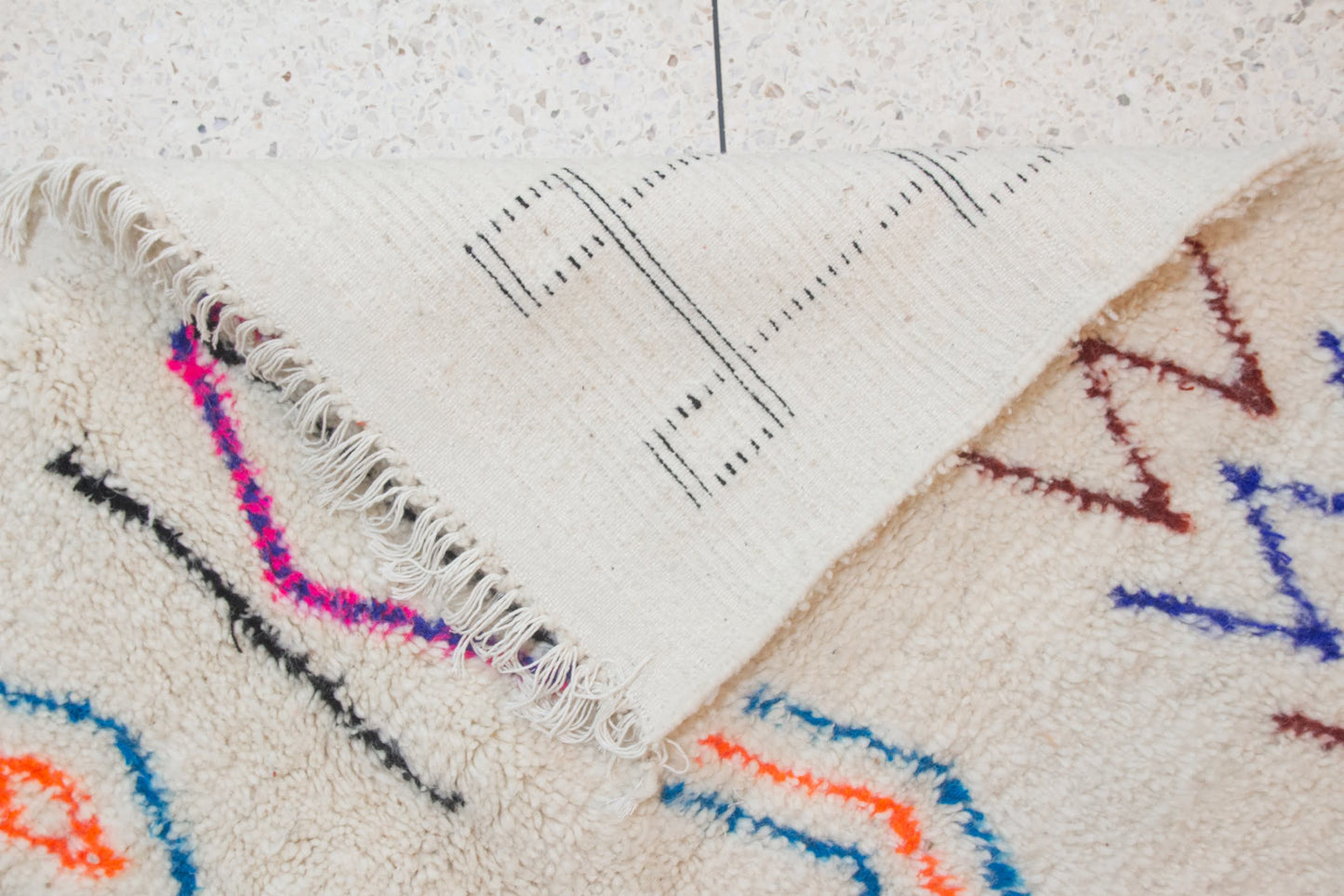 Azilal Pile Rug — Ivory Field with Glyph Suite & Beaded Chevrons