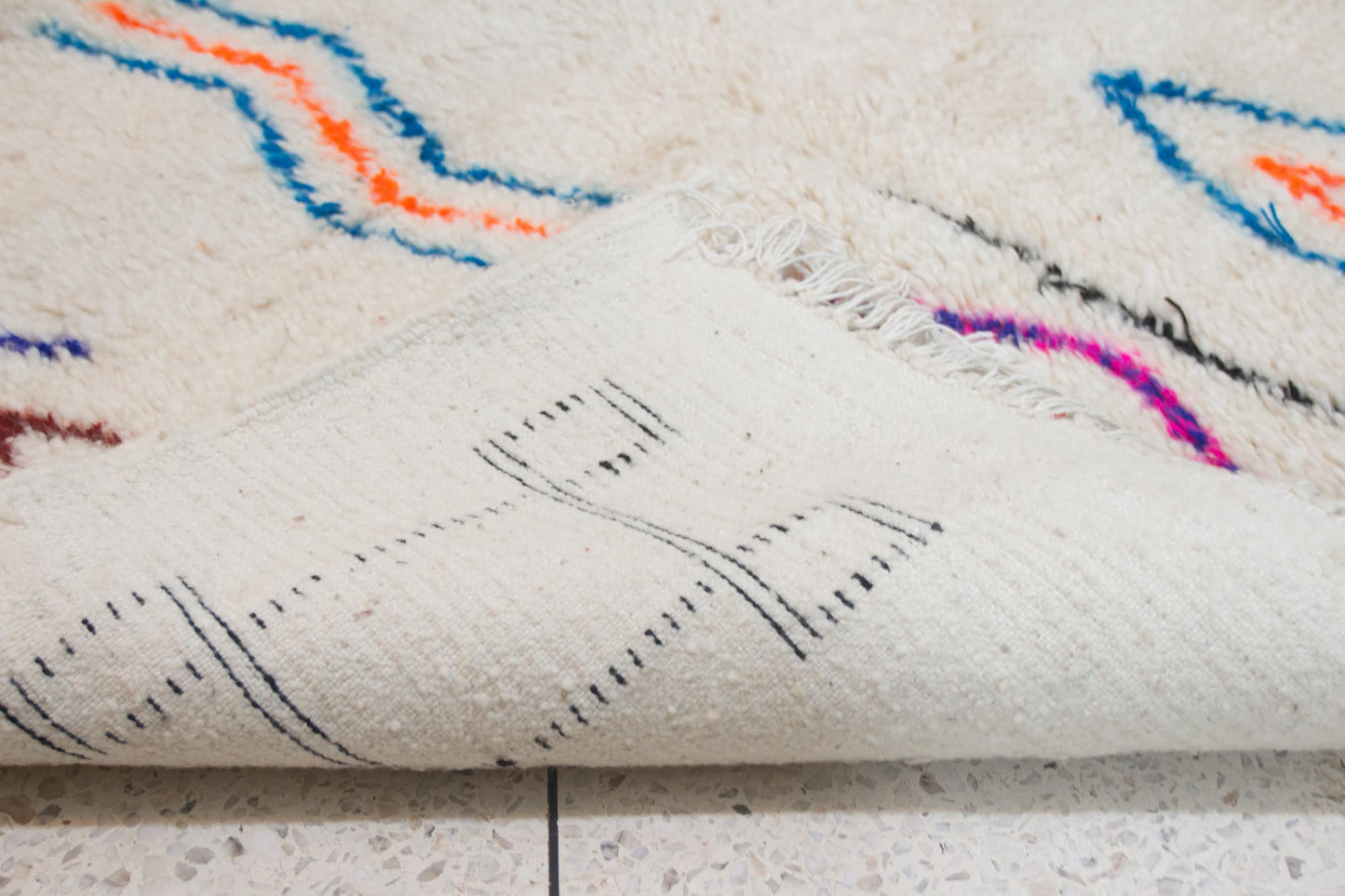 Azilal Pile Rug — Ivory Field with Glyph Suite & Beaded Chevrons