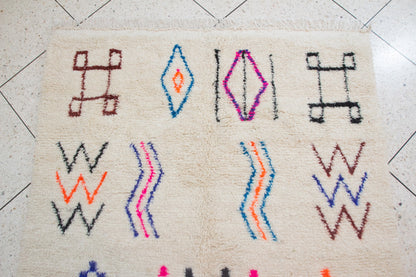 Azilal Pile Rug — Ivory Field with Glyph Suite & Beaded Chevrons