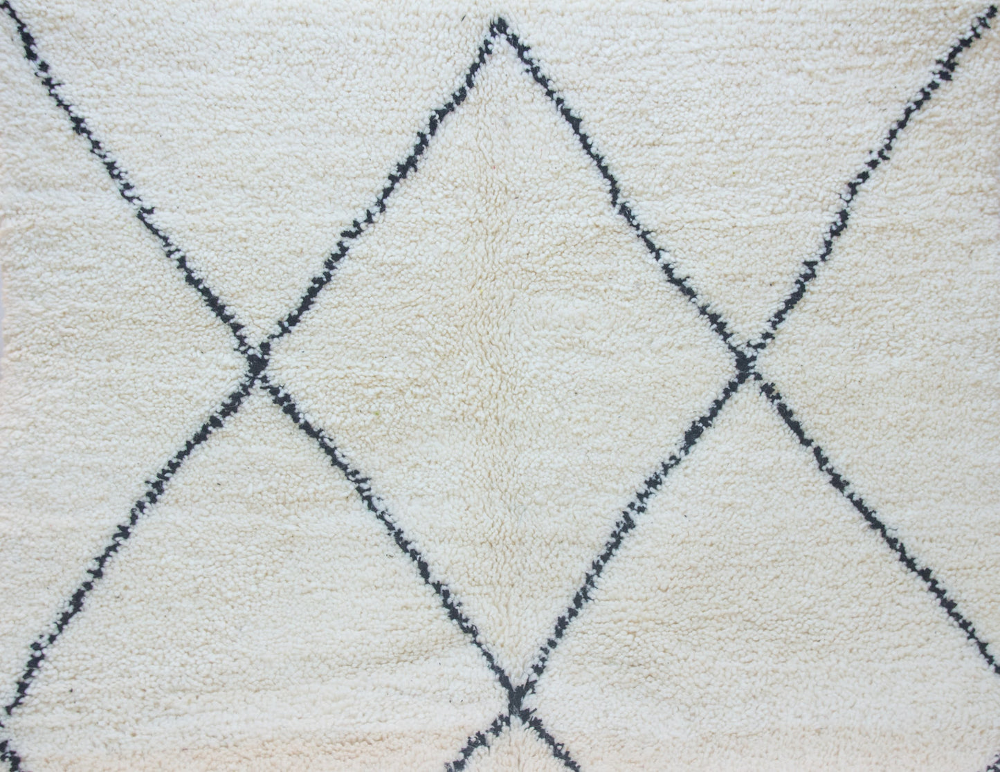 Marmoucha Pile Rug — Ivory Field with Charcoal Open Lattice