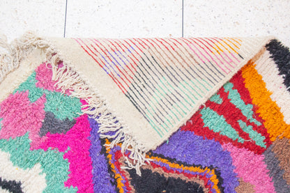 Boujaad Pile Rug — Prismatic Lozenges & Abstract Blocks in Jewel Tones
