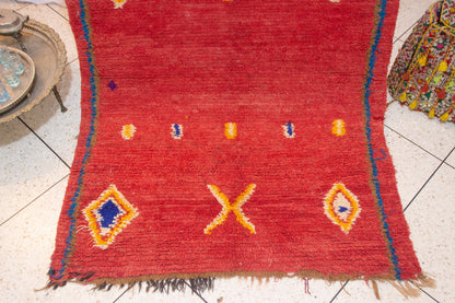 Azilal Red Field with Talismanic Amulets — Minimalist Middle Atlas Wool