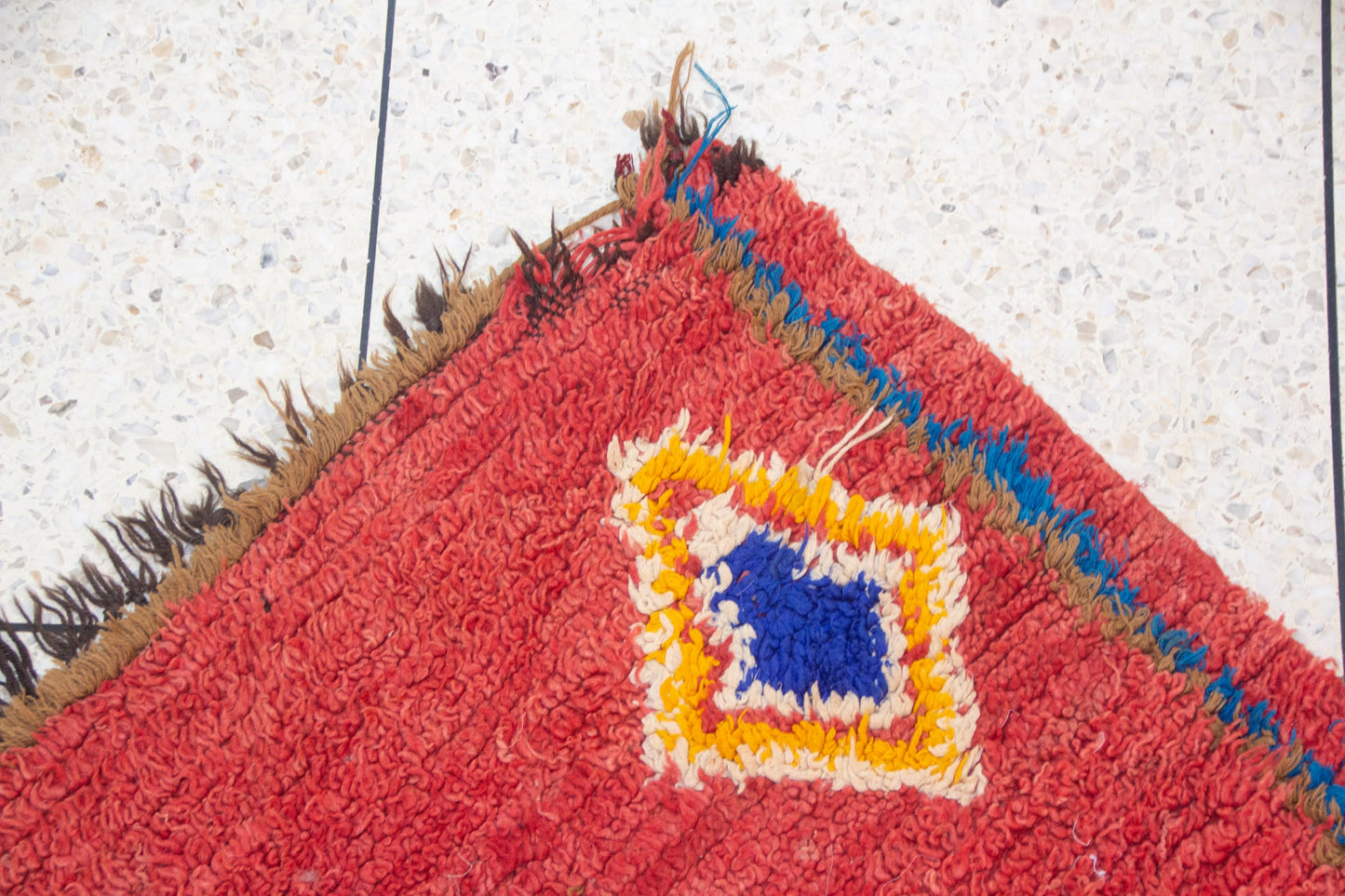 Azilal Red Field with Talismanic Amulets — Minimalist Middle Atlas Wool