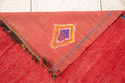 Azilal Red Field with Talismanic Amulets — Minimalist Middle Atlas Wool