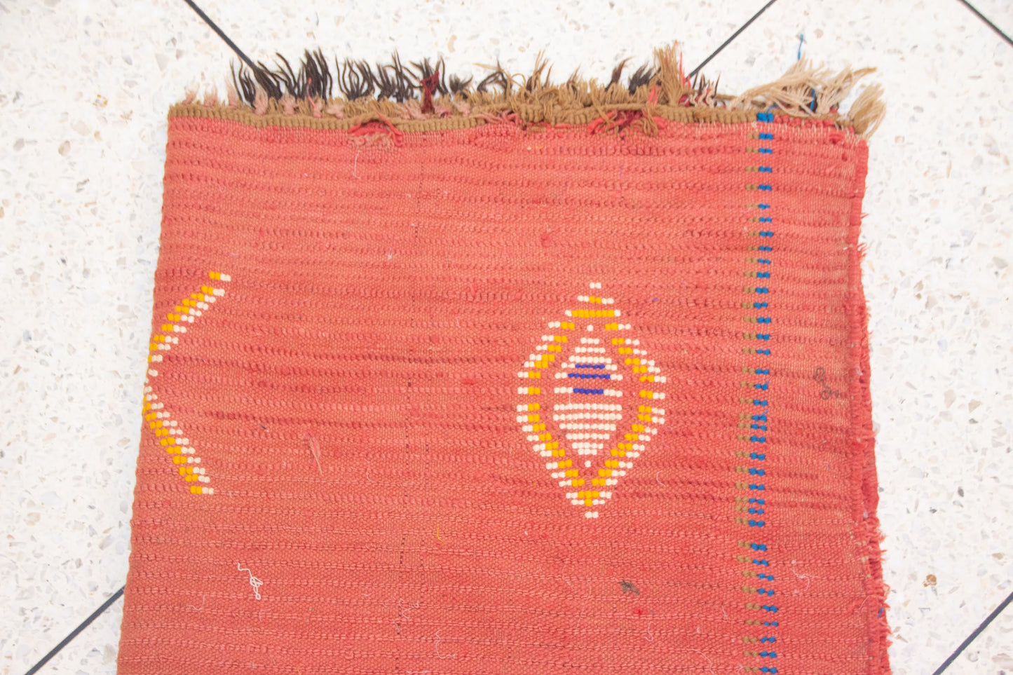 Azilal Red Field with Talismanic Amulets — Minimalist Middle Atlas Wool