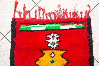 Aït Zayane (Kubba) Sun-Spine Runner — Red Field with Talismanic Crowns