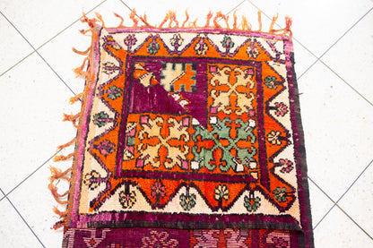 Boujaad Plum-Field with Star Medallions — Nested Lozenges & Floral Guard Borders