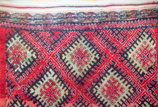 Aït Zayane Trellised Diamond Garden — Coral & Sage Lattice with Cross Rosettes