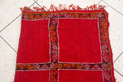 Aït Zayane Sequined Panel Garden — Red Field with Jewel Borders