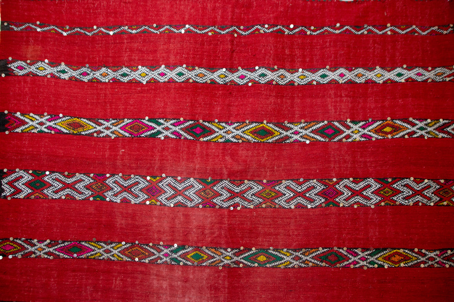 Atlas Radiance – Ait Zayane Red Flatweave with Sequins