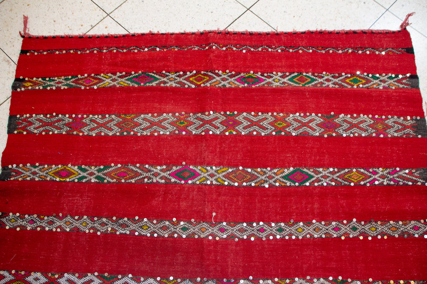 Atlas Radiance – Ait Zayane Red Flatweave with Sequins