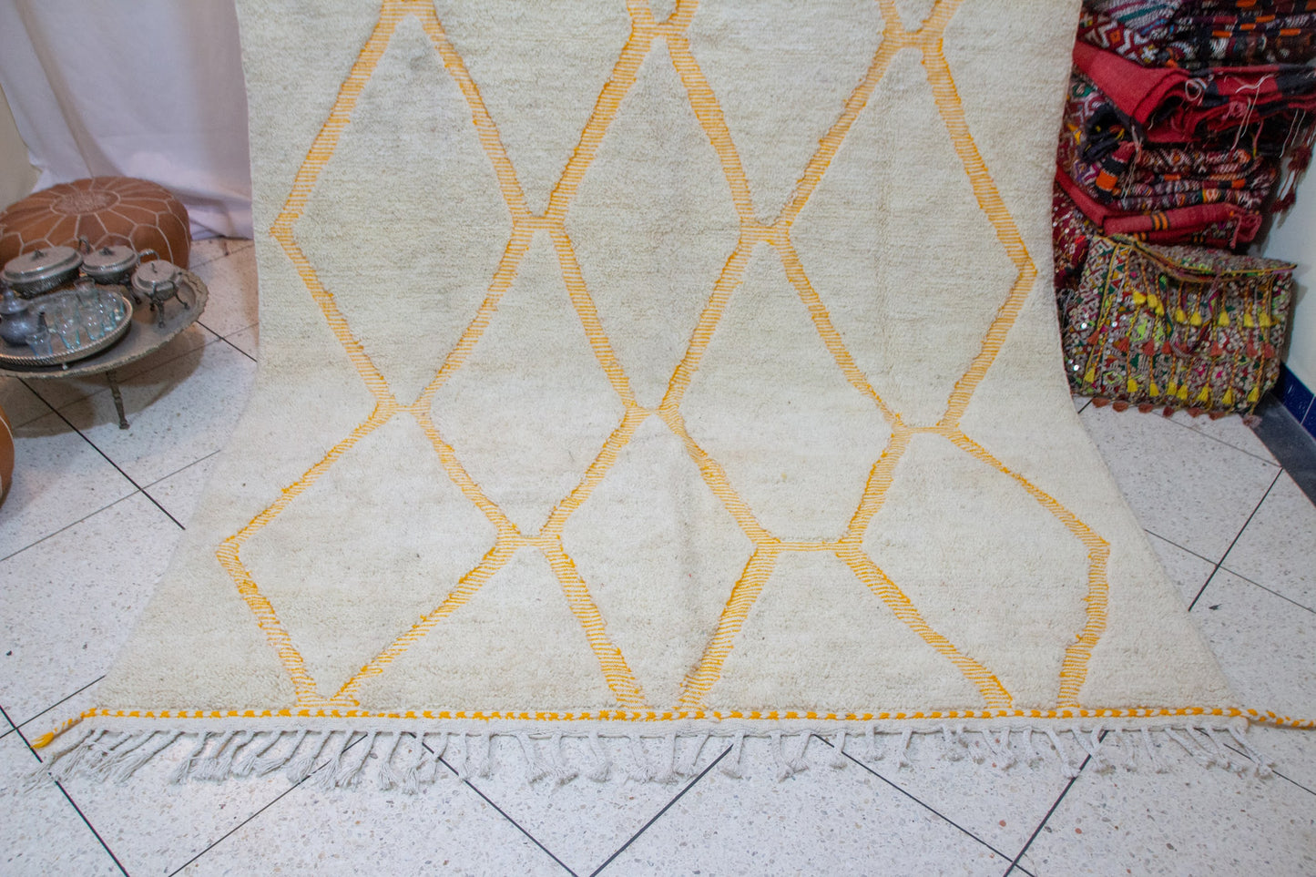 Marmoucha Saffron Open Lattice — Ivory Wool