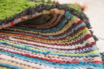Boucherouite Checker Patch — Multicolor Recycled Fabric Runner