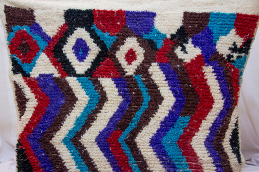 Boujaad Chevron & Talisman — Multicolor Wool on Ivory