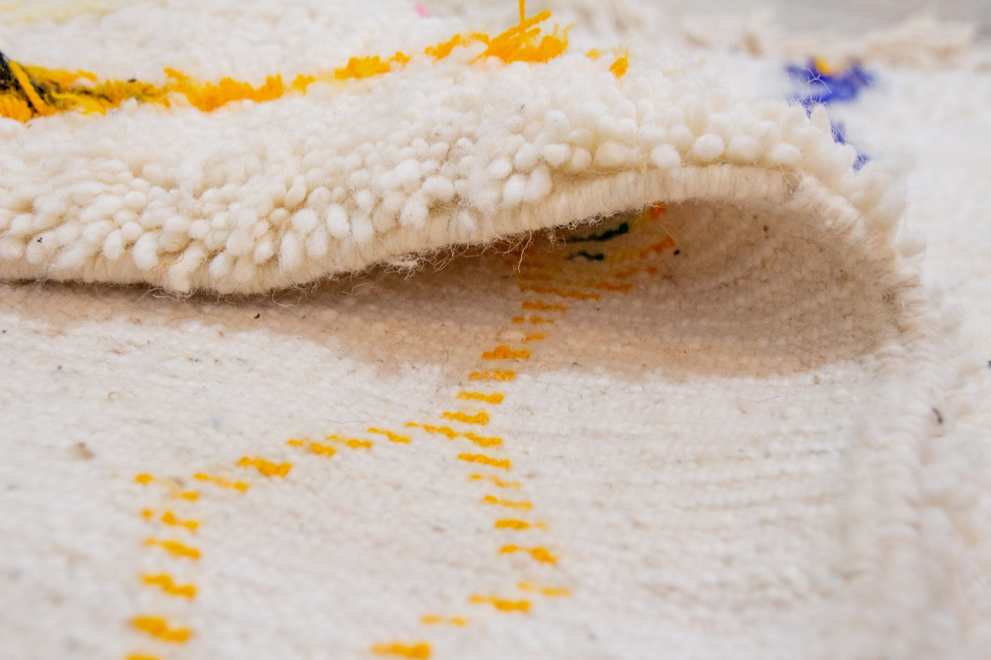 Azilal Pile Rug — Ivory Field with Rainbow Lozenge Columns