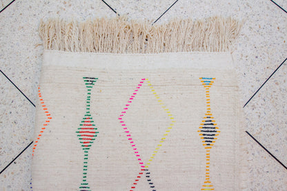 Azilal Pile Rug — Ivory Field with Rainbow Lozenge Columns