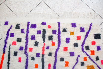 Boujaad Pile Rug — Violet Canopy with Talismanic Checker Panel