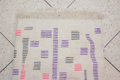 Boujaad Pile Rug — Violet Canopy with Talismanic Checker Panel