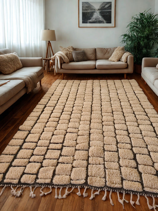 Stone Grid – Beni Ourain Rug in Structured Elevation