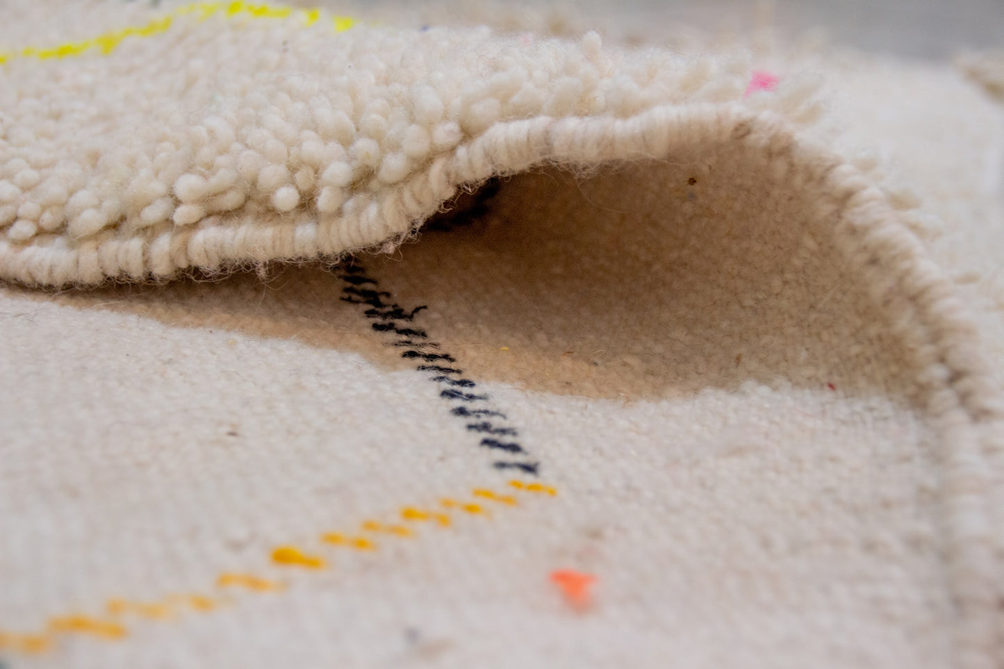 Azilal Pile Rug — Ivory Field with Neon Lozenge Columns