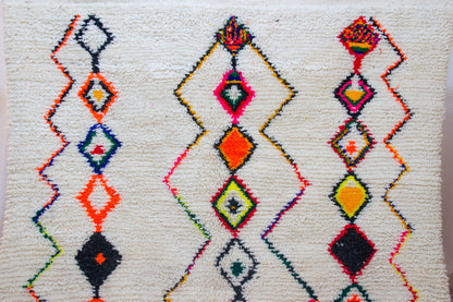 Azilal Pile Rug — Ivory Field with Neon Lozenge Columns