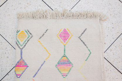 Azilal Pile Rug — Ivory Field with Neon Lozenge Columns