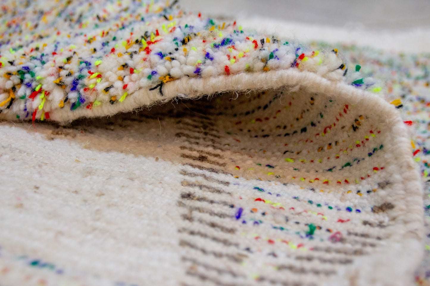 Azilal Pile Rug — Charcoal Diamond Lattice with Confetti-Filled Triangles