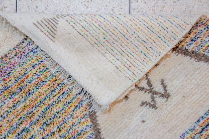 Azilal Pile Rug — Charcoal Diamond Lattice with Confetti-Filled Triangles