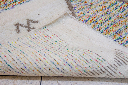 Azilal Pile Rug — Charcoal Diamond Lattice with Confetti-Filled Triangles