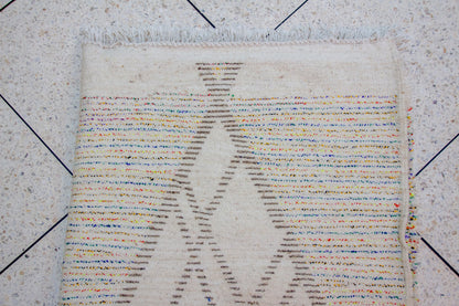 Azilal Pile Rug — Charcoal Diamond Lattice with Confetti-Filled Triangles